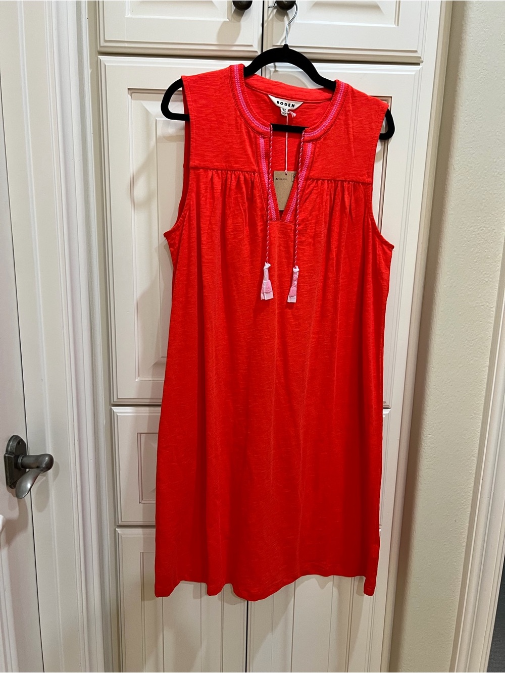 Boden Nadine Notch Cotton Sleeveless Fiesta Red Dress Size 12L